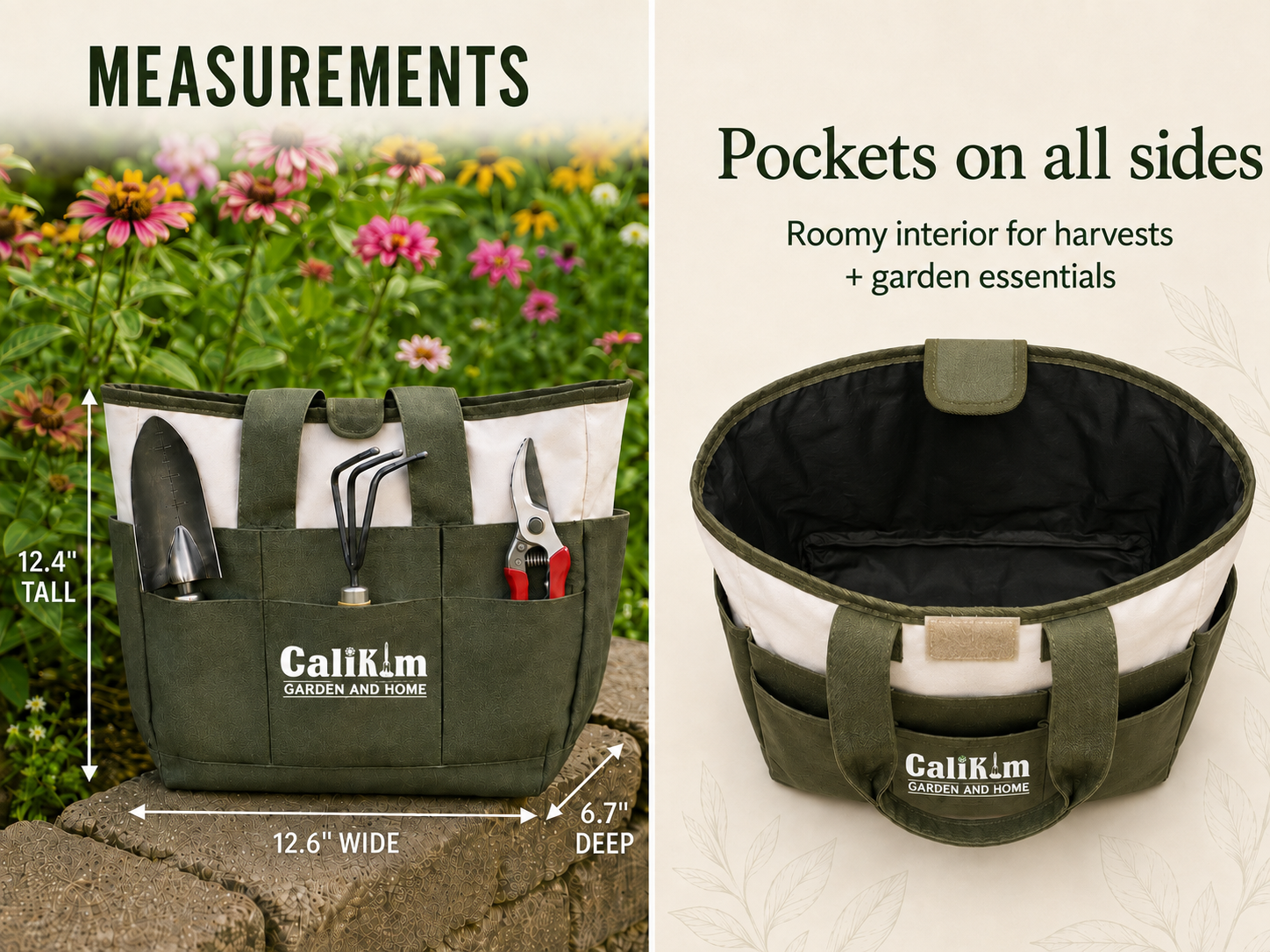 CaliKim Garden Tool Tote Grab-and-Go Garden Organizer