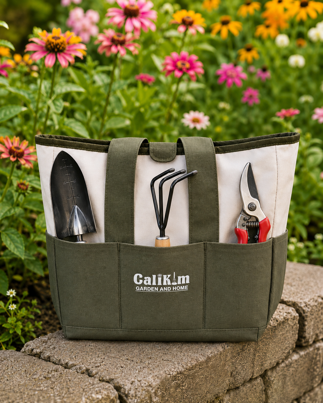 CaliKim Garden Tool Tote Grab-and-Go Garden Organizer