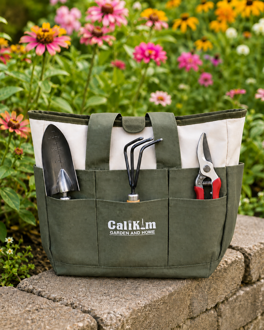 CaliKim Garden Tool Tote Grab-and-Go Garden Organizer